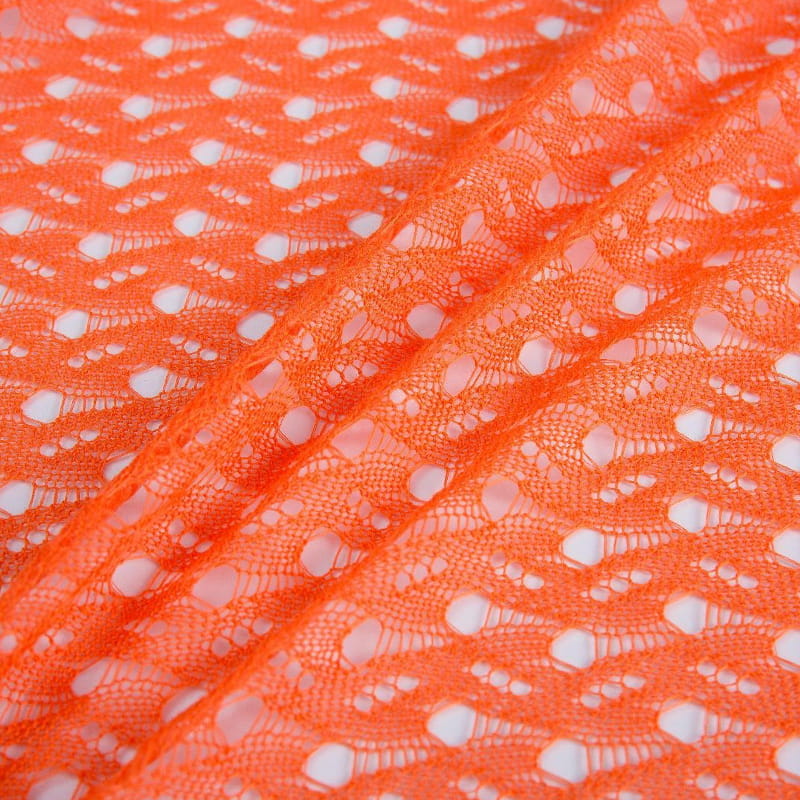 Rød hul mønster jacquard pustende ribbet klesstoff