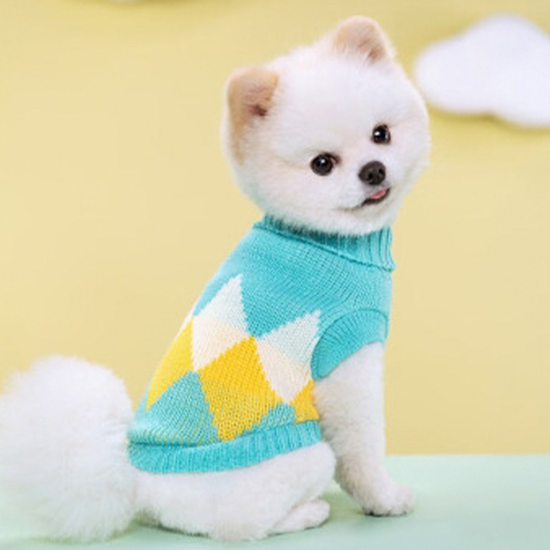 Blå pledd Rowan varmt kjæledyrstrikk genser